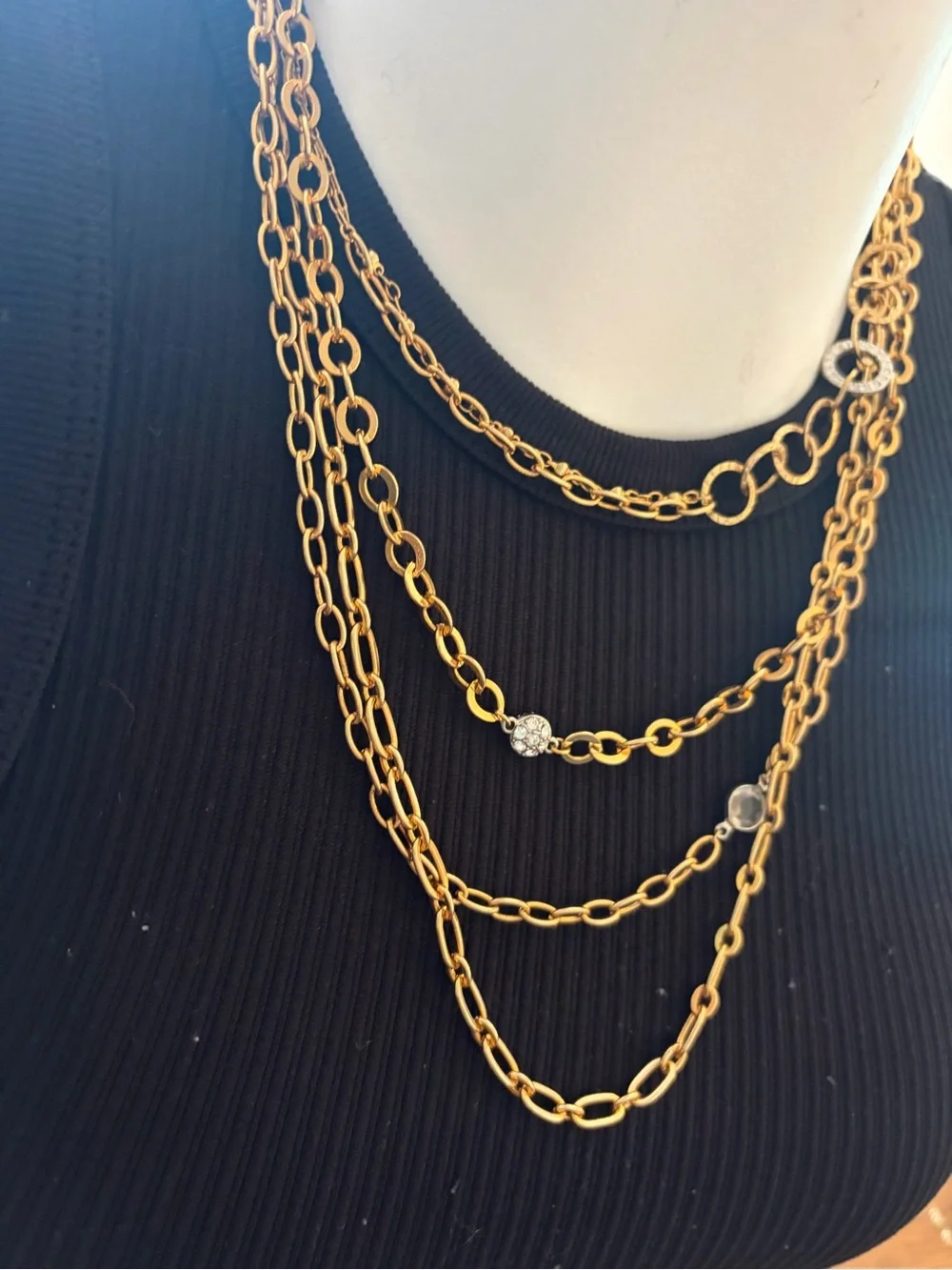 Daisy Fuentes gold tone multi strand, layered statement necklace